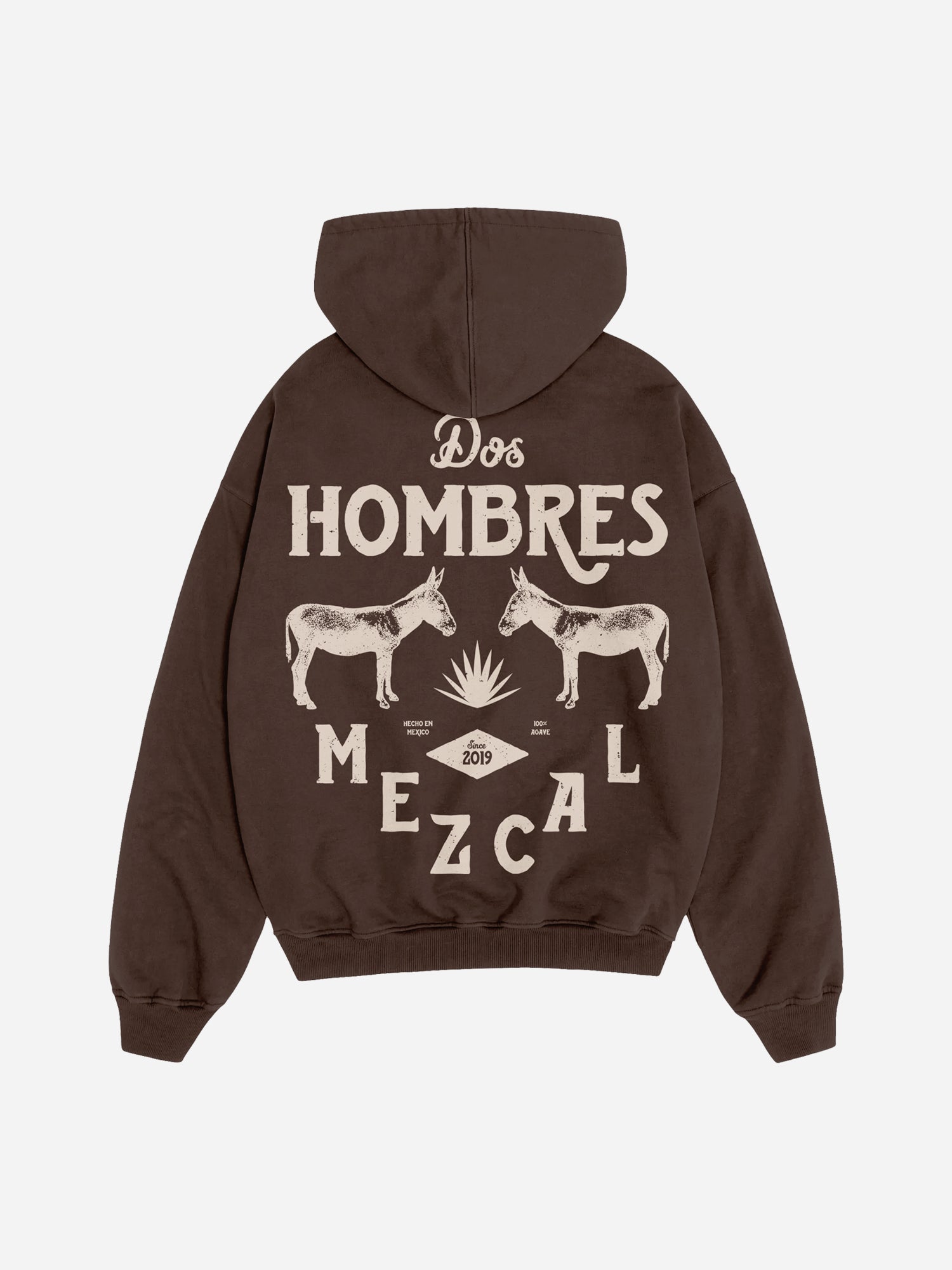 Dos Hombres Chocolate Hoodie. Back.