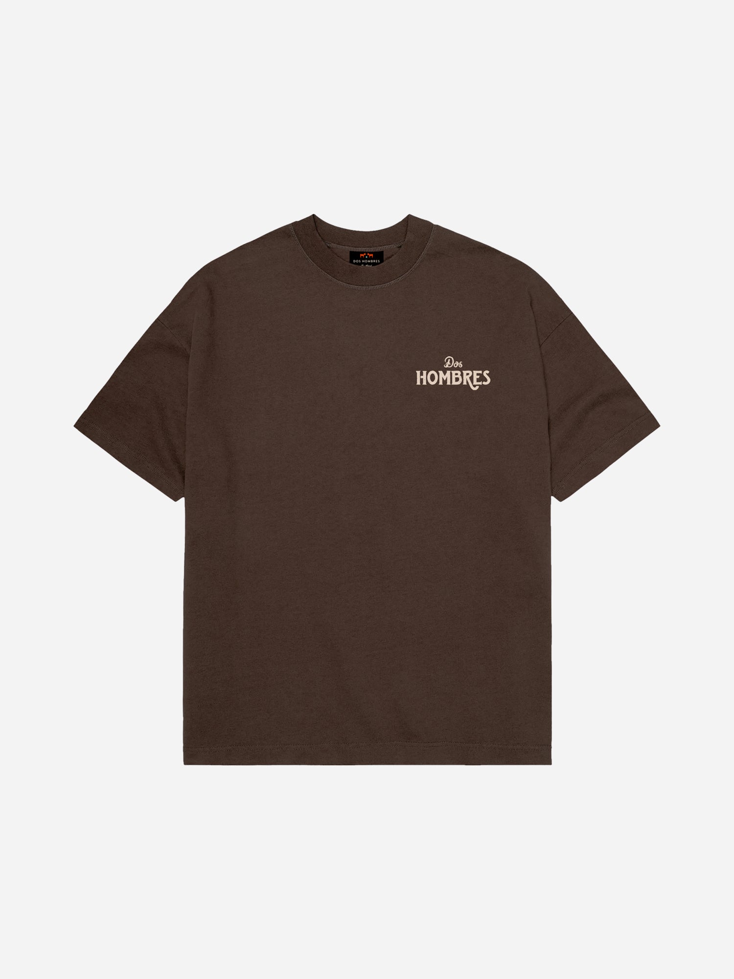 Dos Hombres Chocolate Tee. Front.