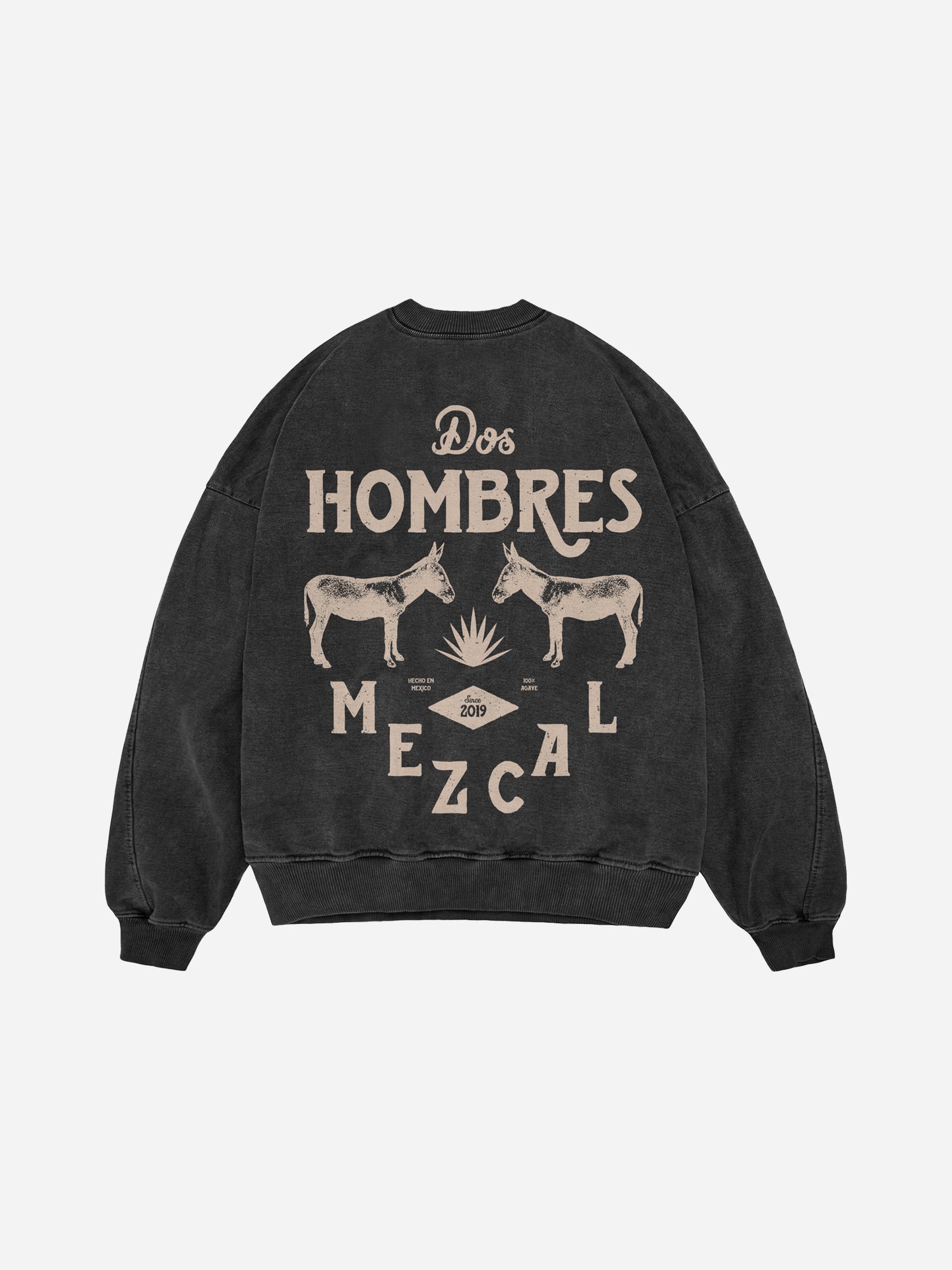 Dos Hombres Black Vintage Wash Crewneck.Back