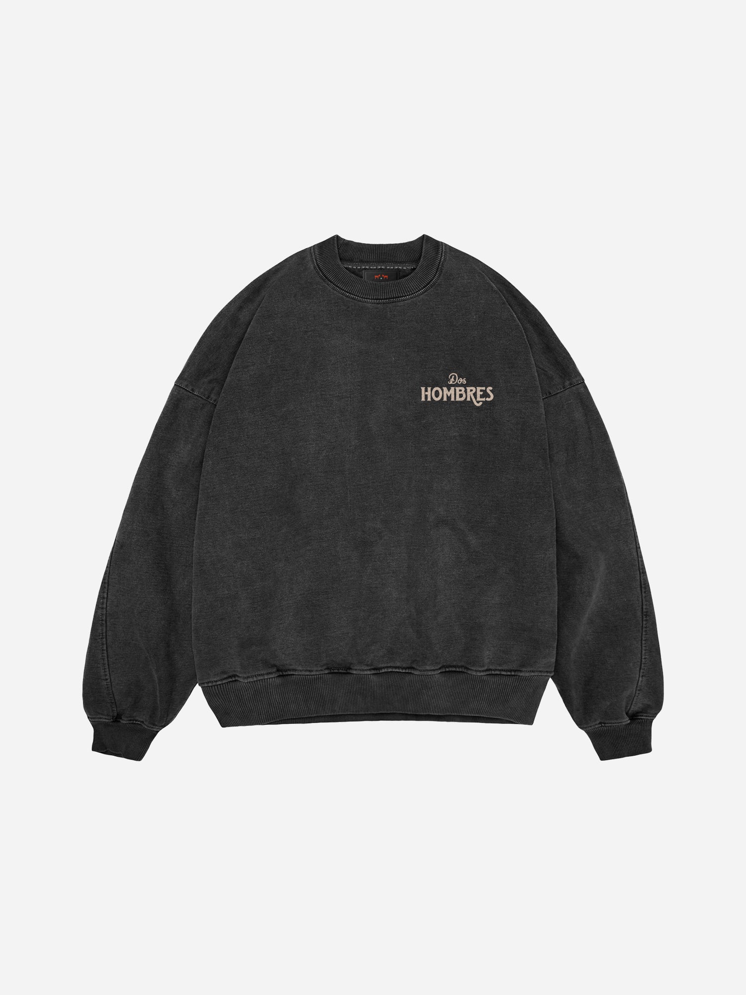 Dos Hombres Black Vintage Wash Crewneck. Front